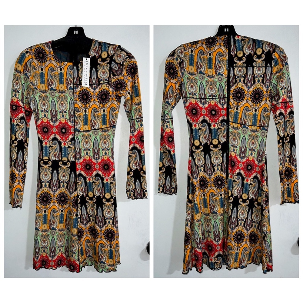 Alice + Olivia Delora Boho Print Floral Paisley Mini Dress - Picture 7 of 16